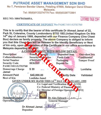 Certificate lonlisha